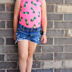 Pineapple Cap Sleeve Leotard (Short Sleeve)