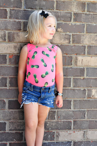 Pineapple Cap Sleeve Leotard (Short Sleeve)