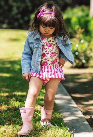 Cream Floral cap sleeve Leotard (short sleeve)