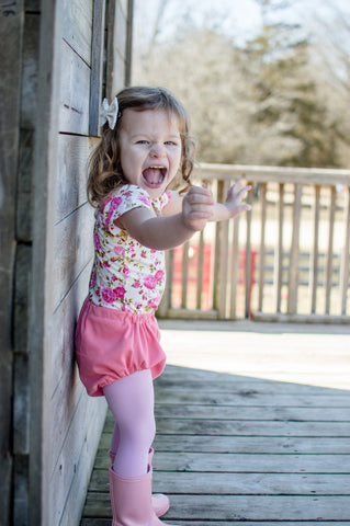 Cream Floral cap sleeve Leotard (short sleeve)