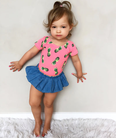 Pineapple Cap Sleeve Leotard (Short Sleeve)